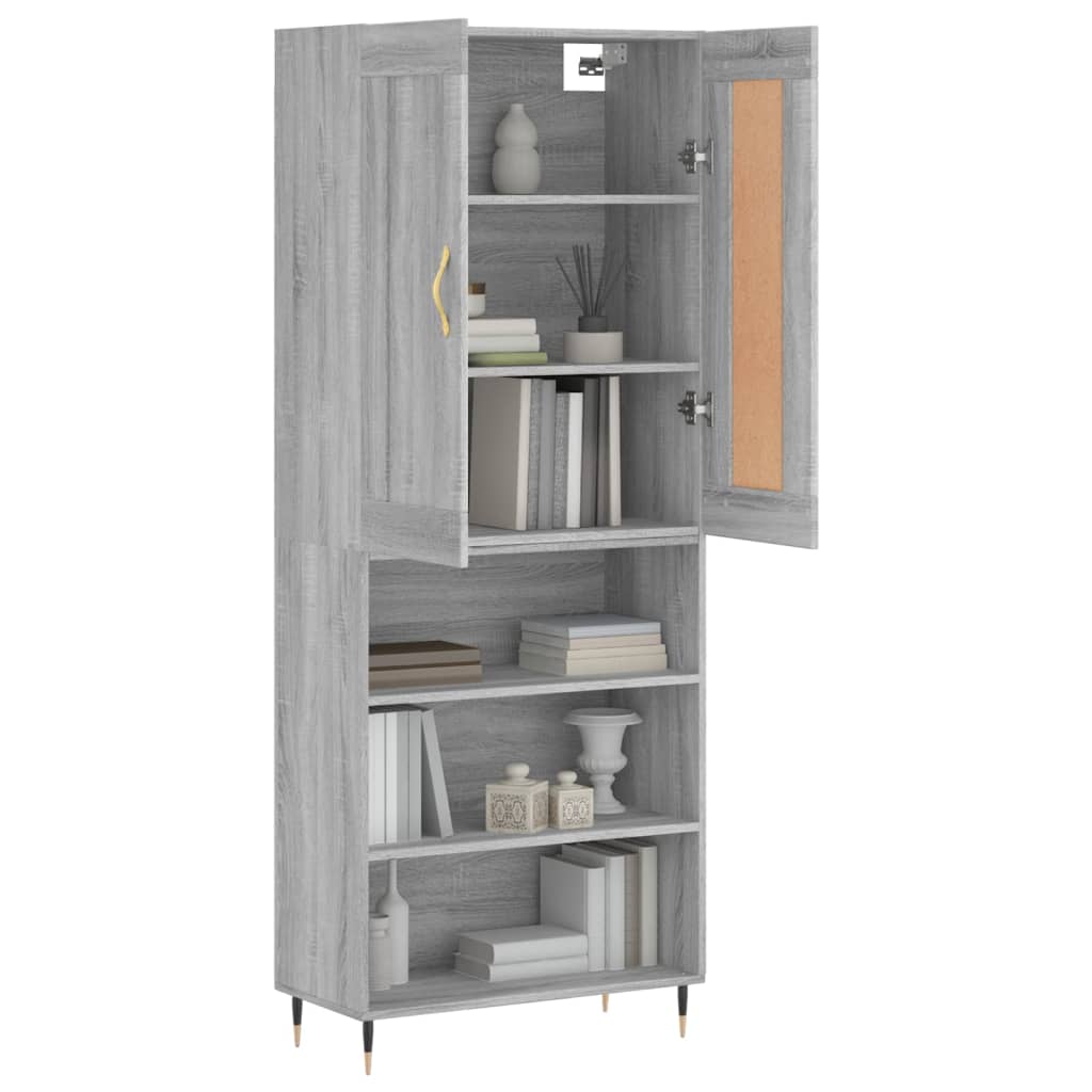 Highboard Grey Sonoma 69,5x34x180 cm Engineered Wood