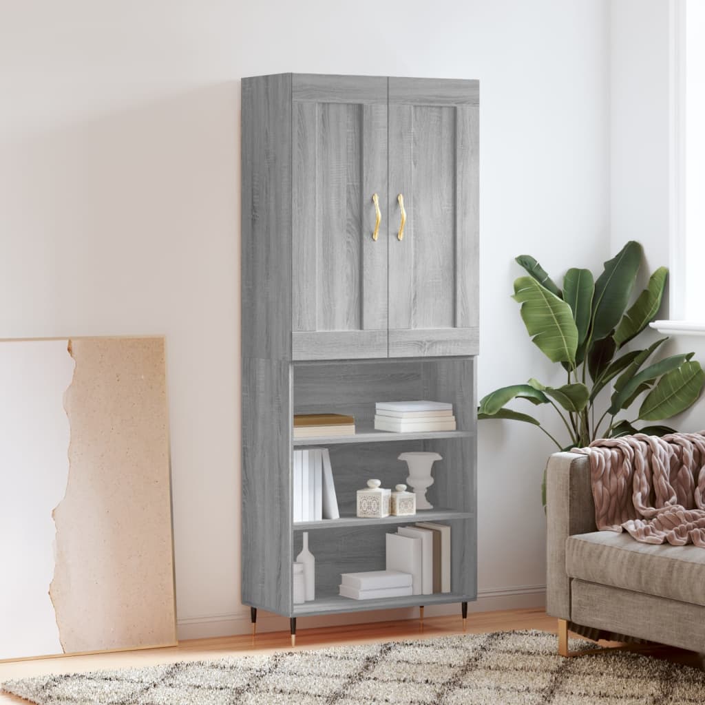 Highboard Grey Sonoma 69,5x34x180 cm Engineered Wood