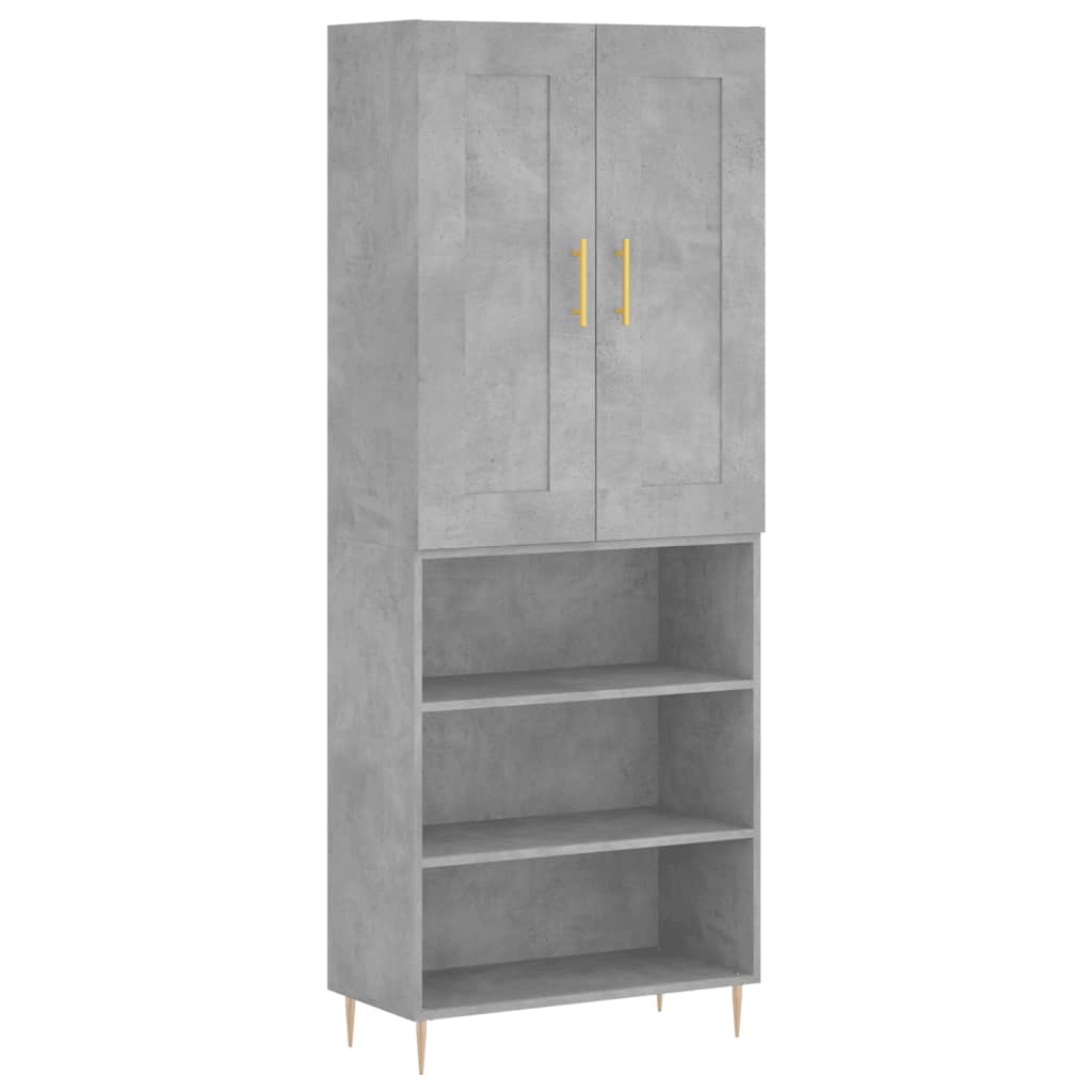Highboard Concrete Grey 69.5x34x180 cm Engineered Wood