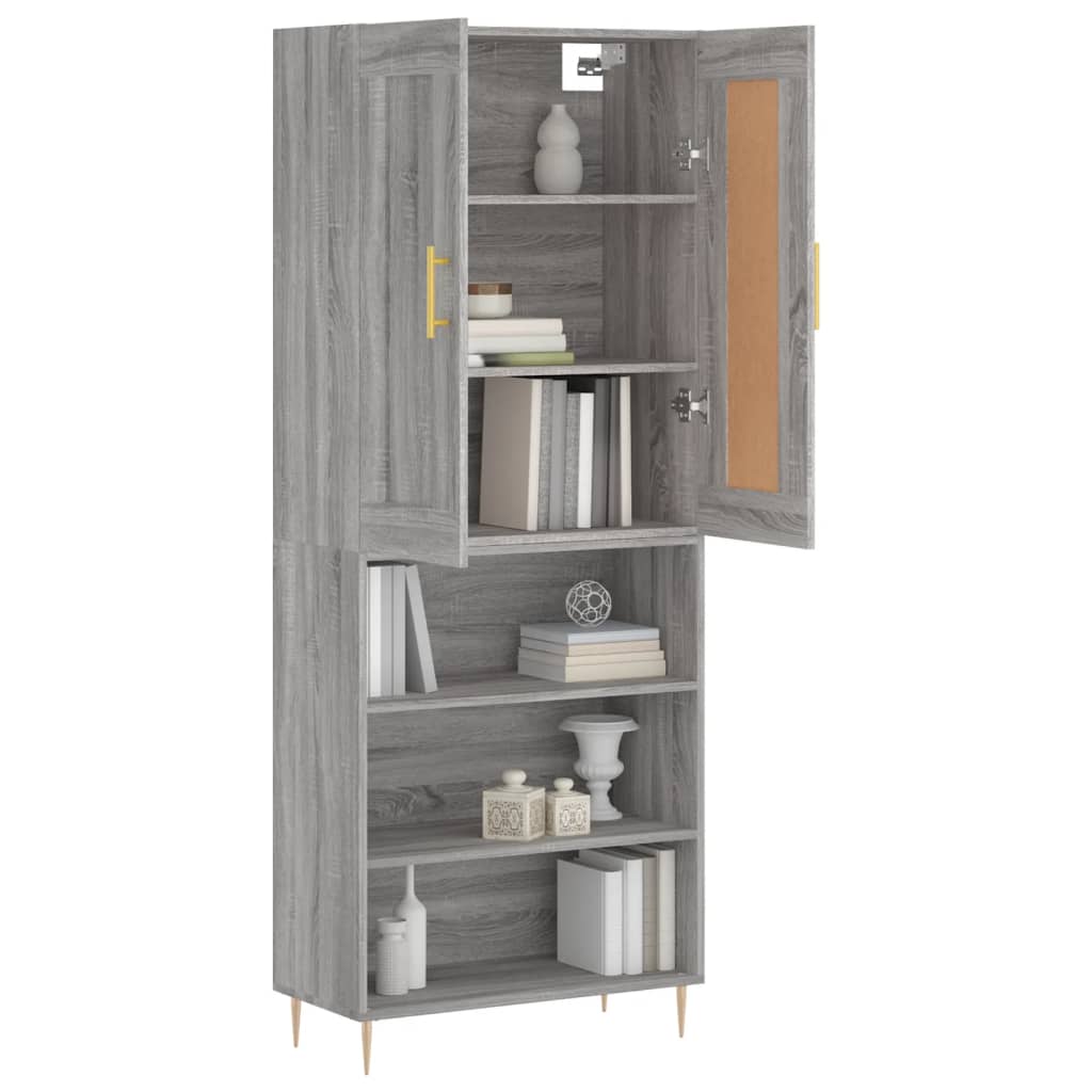 Highboard Grey Sonoma 69.5x34x180 cm Engineered Wood
