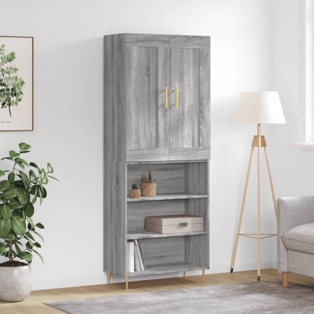 Highboard Grey Sonoma 69.5x34x180 cm Engineered Wood