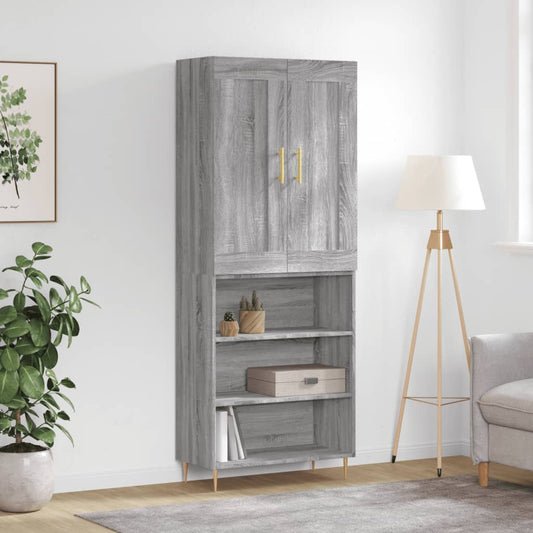 Highboard Grey Sonoma 69.5x34x180 cm Engineered Wood