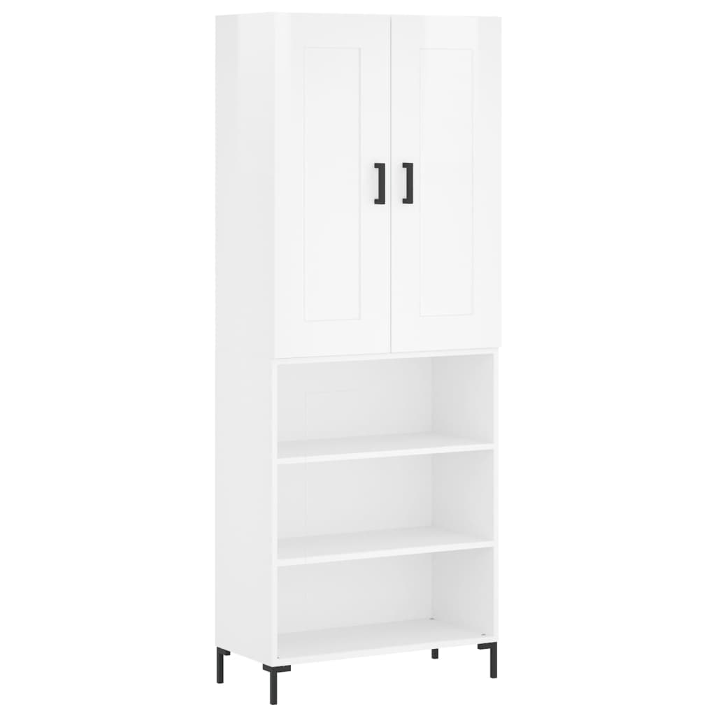 vidaXL Highboard High Gloss White 69.5x34x180 cm Engineered Wood