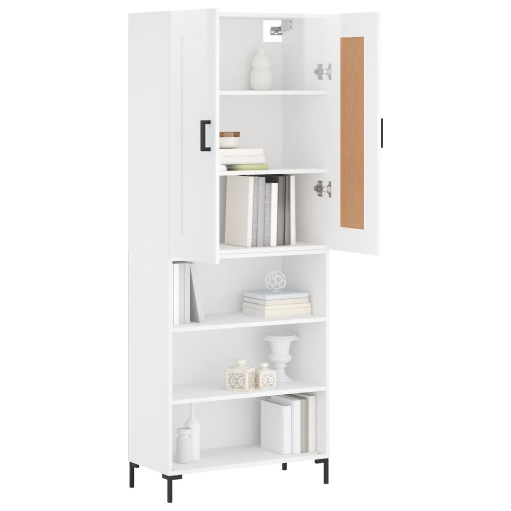 vidaXL Highboard High Gloss White 69.5x34x180 cm Engineered Wood