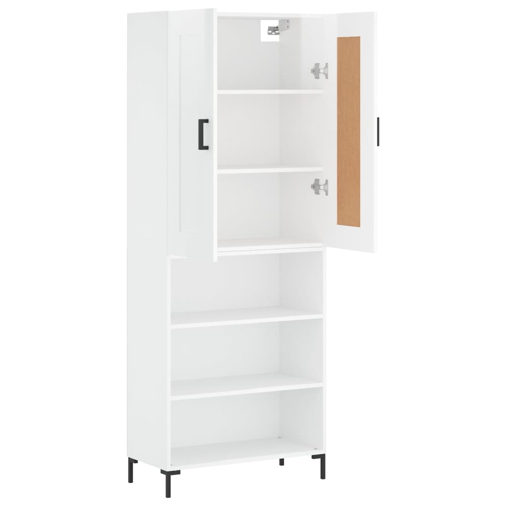 vidaXL Highboard High Gloss White 69.5x34x180 cm Engineered Wood