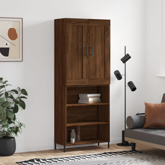 vidaXL Highboard Brown Oak 69.5x34x180 cm Engineered Wood