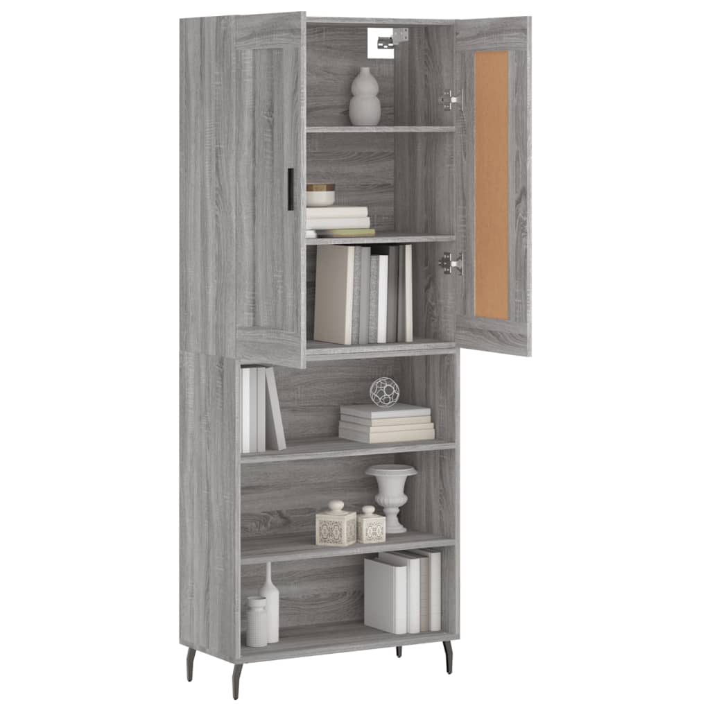 vidaXL Highboard Grey Sonoma 69.5x34x180 cm Engineered Wood