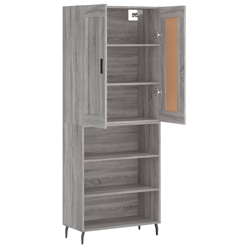 vidaXL Highboard Grey Sonoma 69.5x34x180 cm Engineered Wood