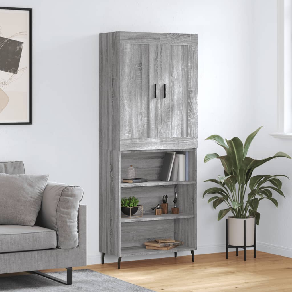 vidaXL Highboard Grey Sonoma 69.5x34x180 cm Engineered Wood