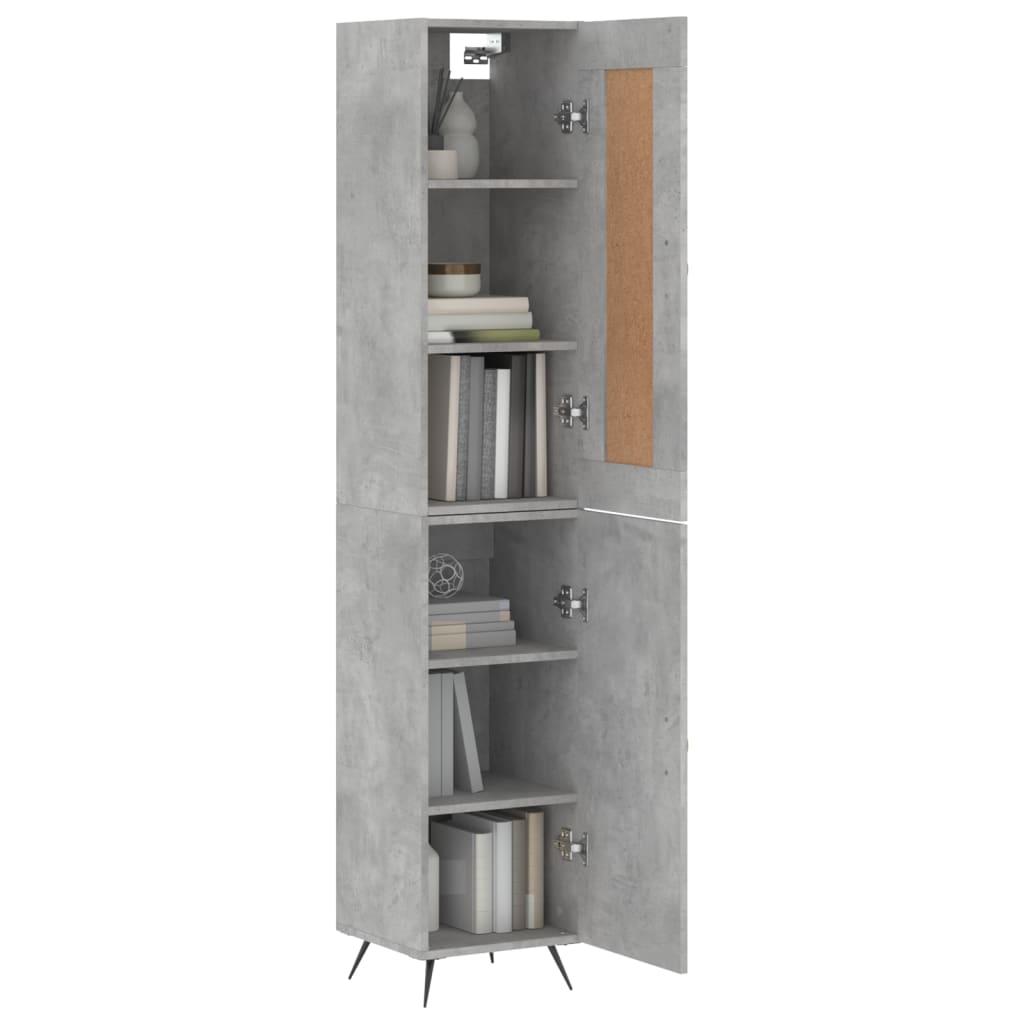Highboard Concrete Grey 34.5x34x180 cm Engineered Wood