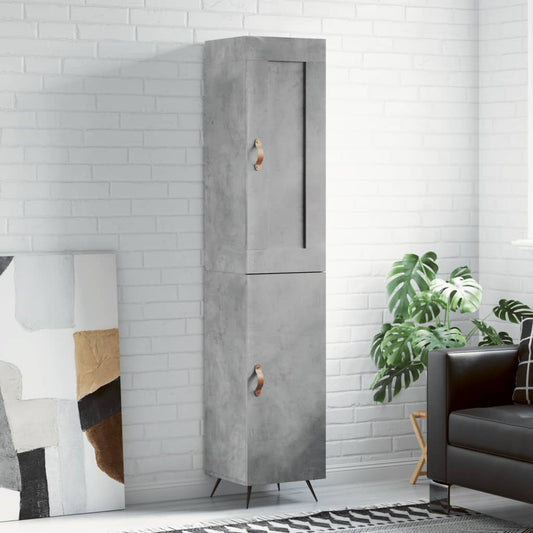 Highboard Concrete Grey 34.5x34x180 cm Engineered Wood
