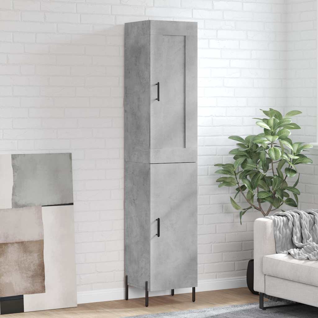 Highboard Concrete Grey 34.5x34x180 cm Engineered Wood