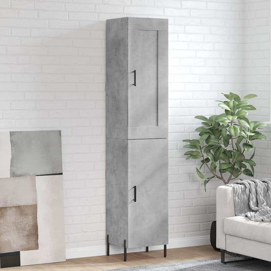 Highboard Concrete Grey 34.5x34x180 cm Engineered Wood