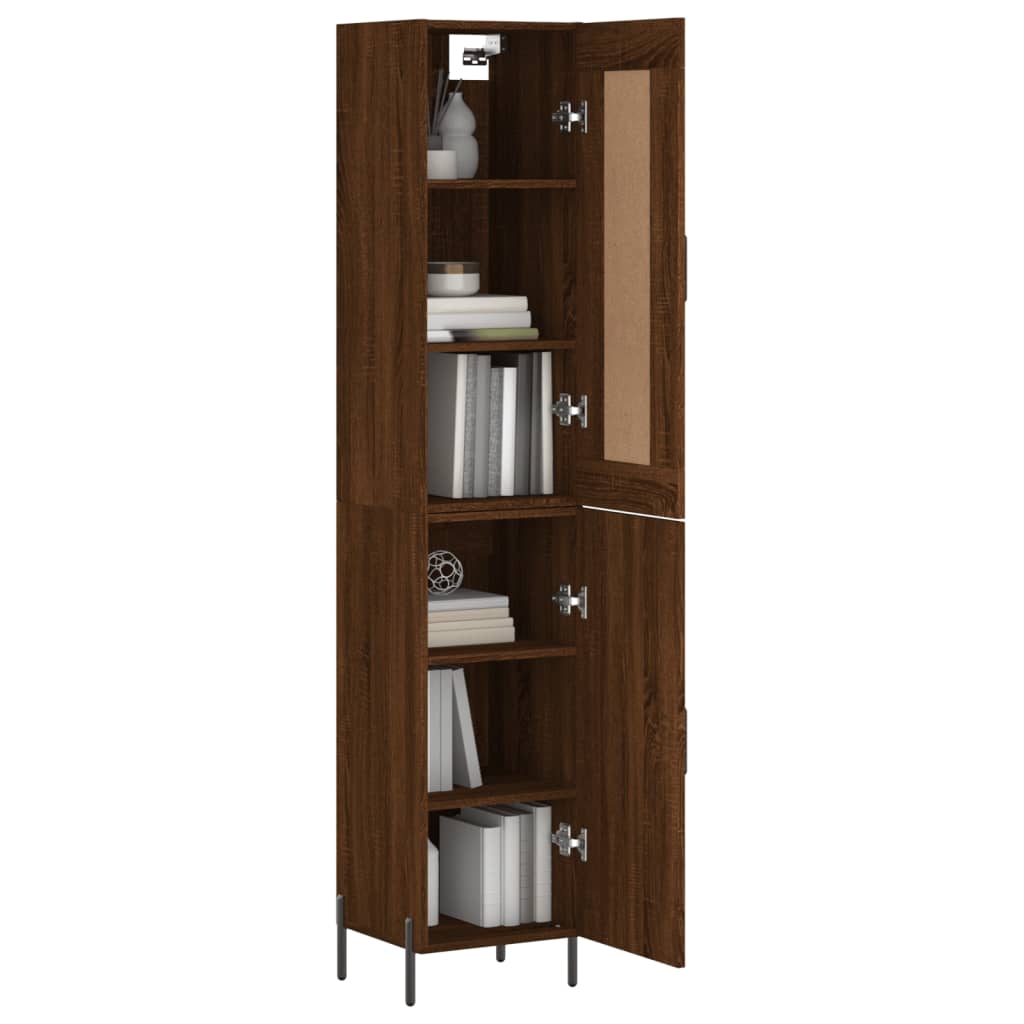 vidaXL Highboard Brown Oak 34.5x34x180 cm Engineered Wood