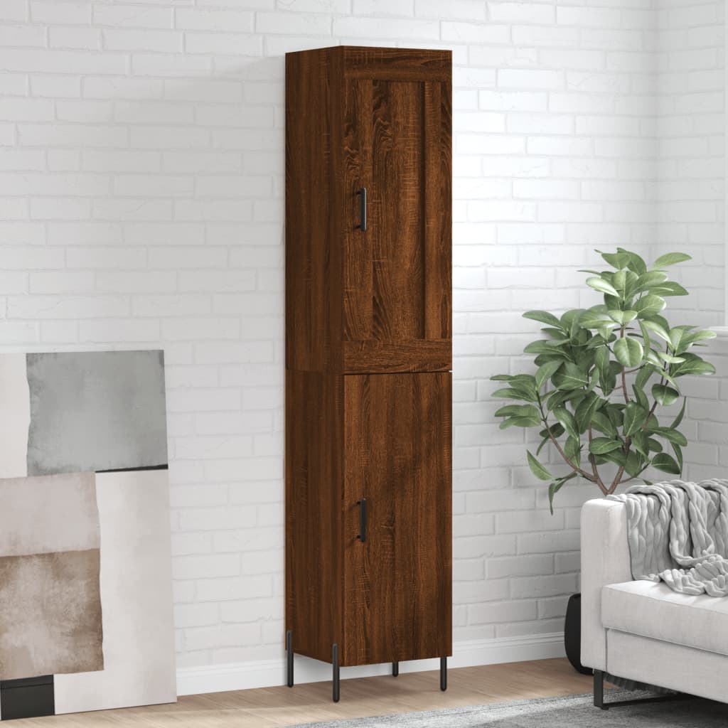 vidaXL Highboard Brown Oak 34.5x34x180 cm Engineered Wood