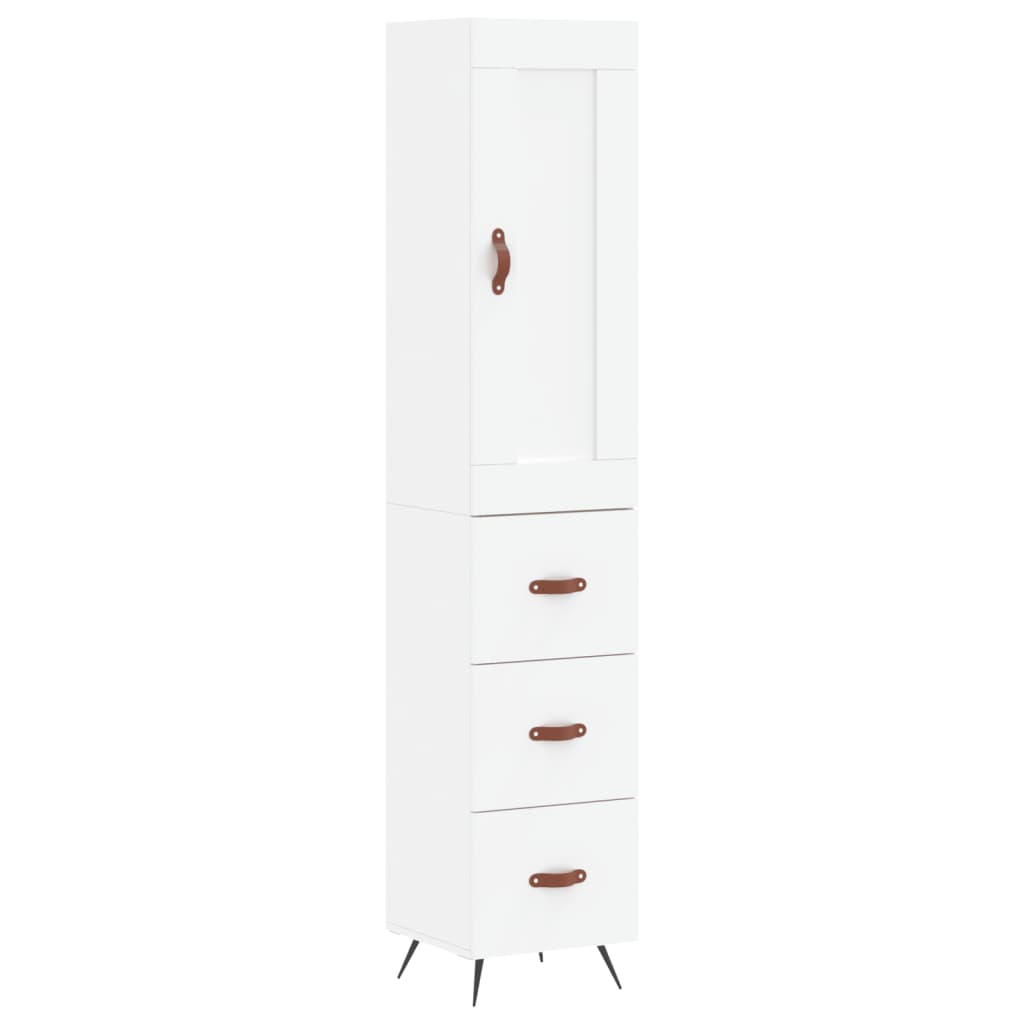 Highboard White 34,5x34x180 cm Engineered Wood
