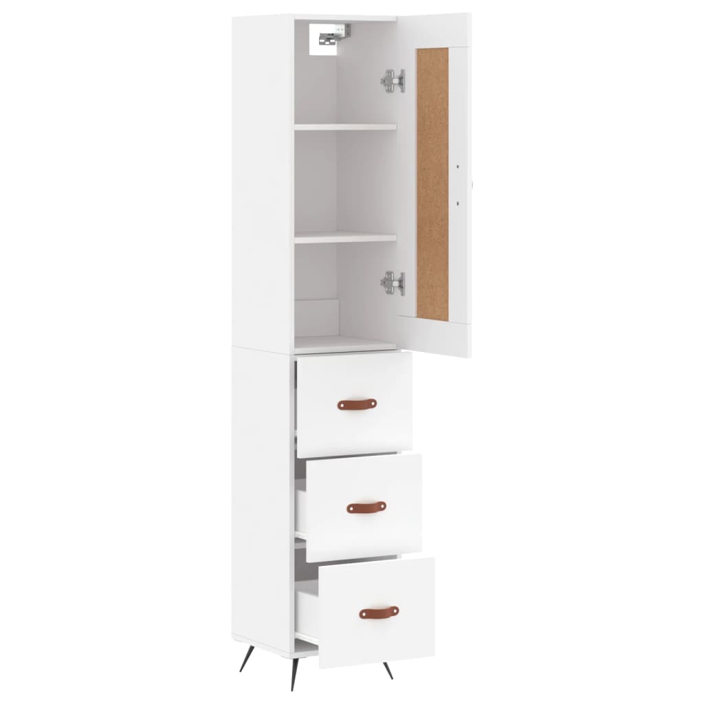 Highboard White 34,5x34x180 cm Engineered Wood