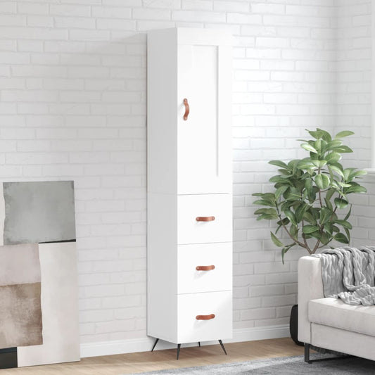 Highboard White 34,5x34x180 cm Engineered Wood
