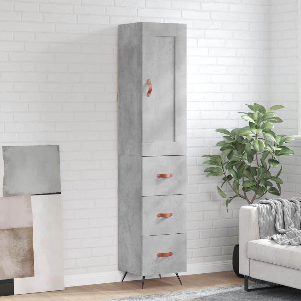 Highboard Concrete Grey 34,5x34x180 cm Engineered Wood