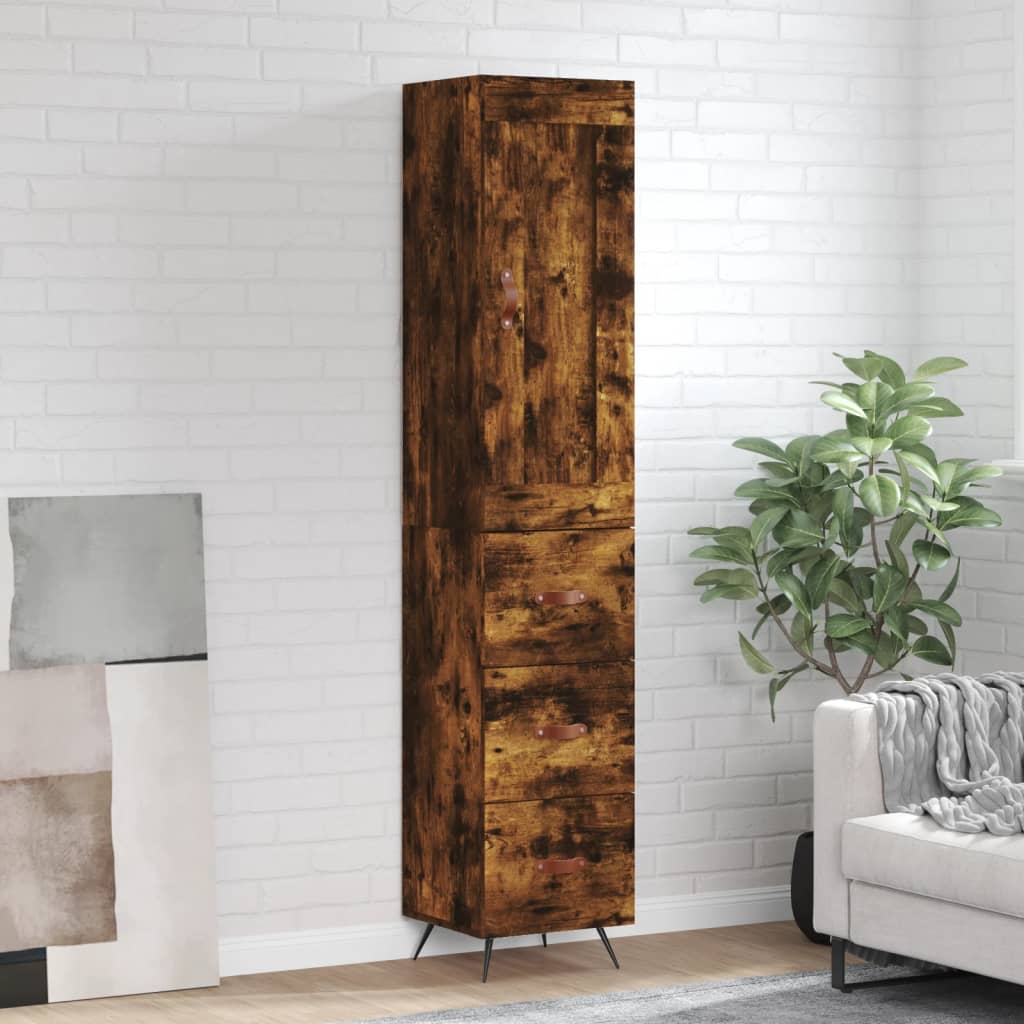 Highboard Smoked Oak 34.5x34x180 cm Engineered Wood