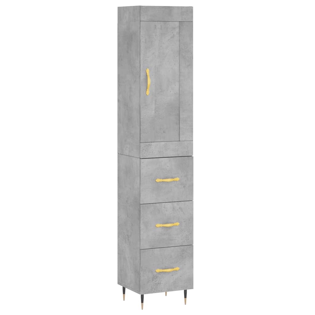 Highboard Concrete Grey 34,5x34x180 cm Engineered Wood