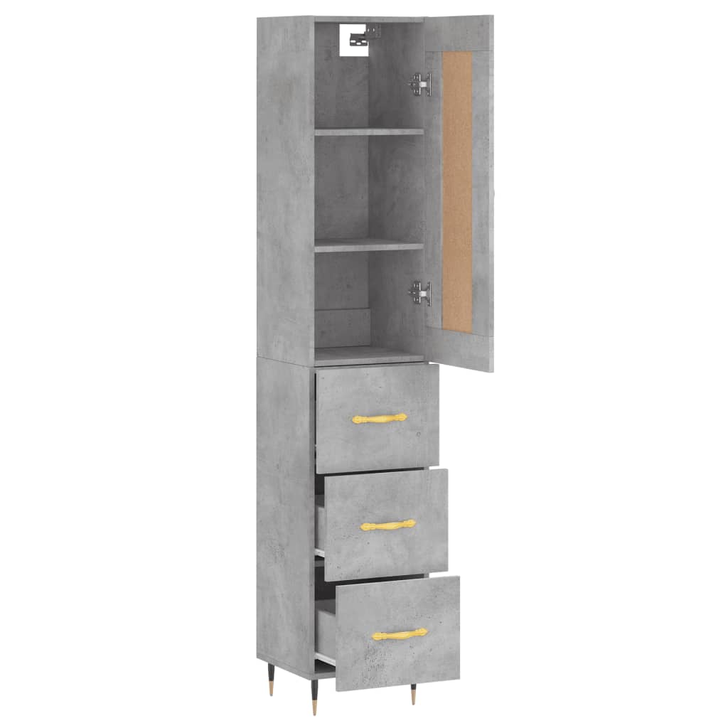 Highboard Concrete Grey 34,5x34x180 cm Engineered Wood
