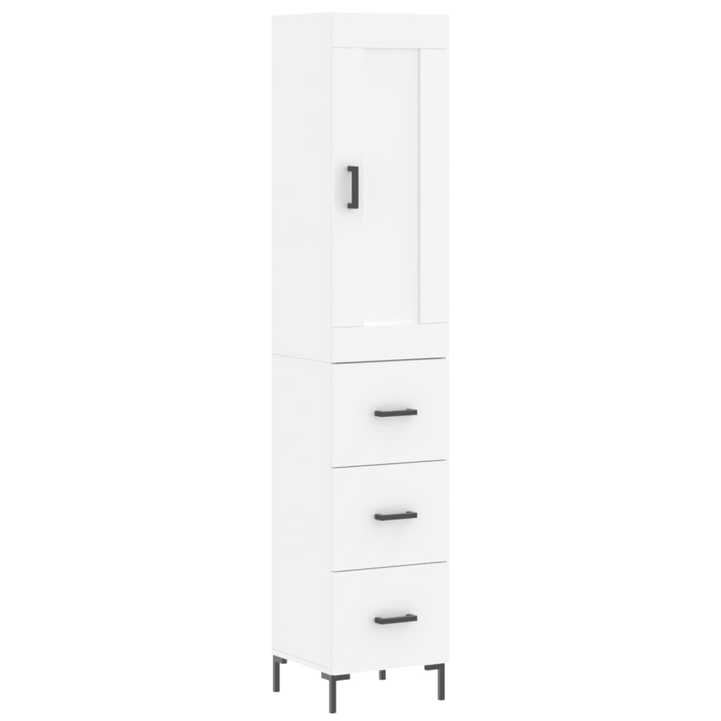 Highboard White 34,5x34x180 cm Engineered Wood