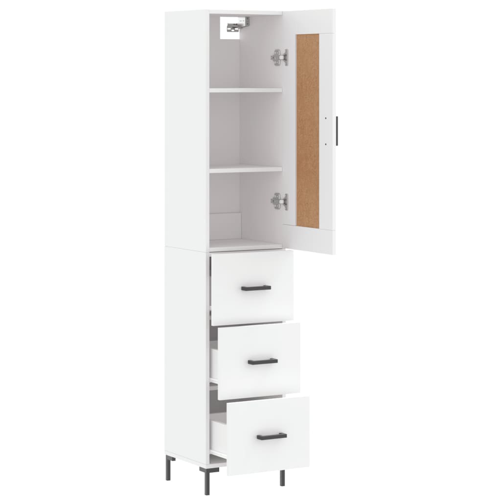 Highboard White 34,5x34x180 cm Engineered Wood