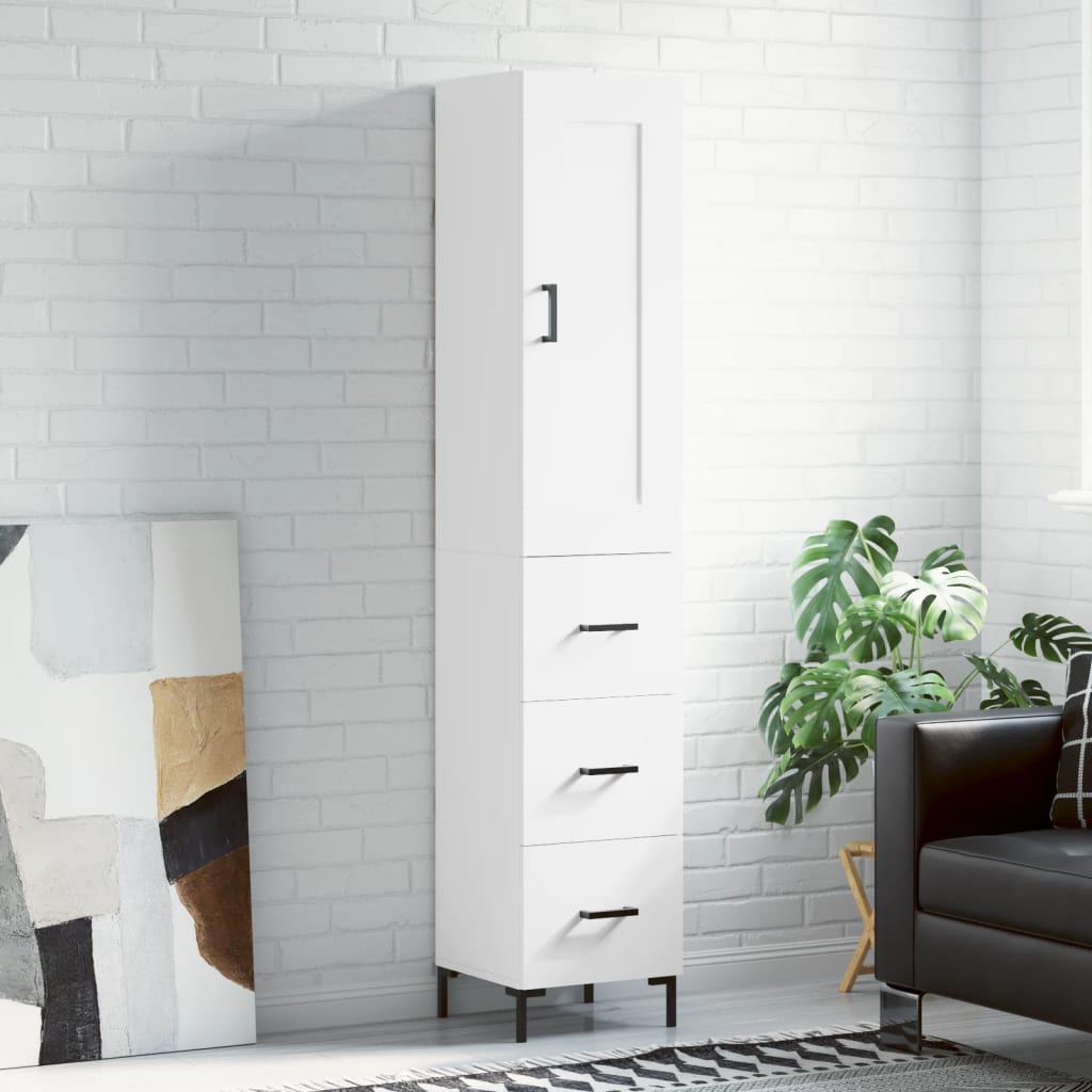 Highboard White 34,5x34x180 cm Engineered Wood