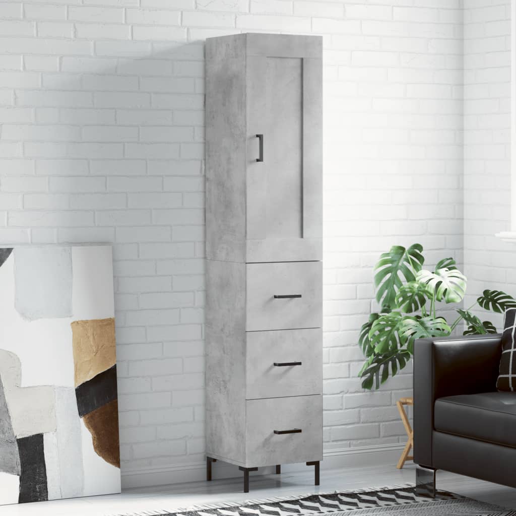 Highboard Concrete Grey 34,5x34x180 cm Engineered Wood