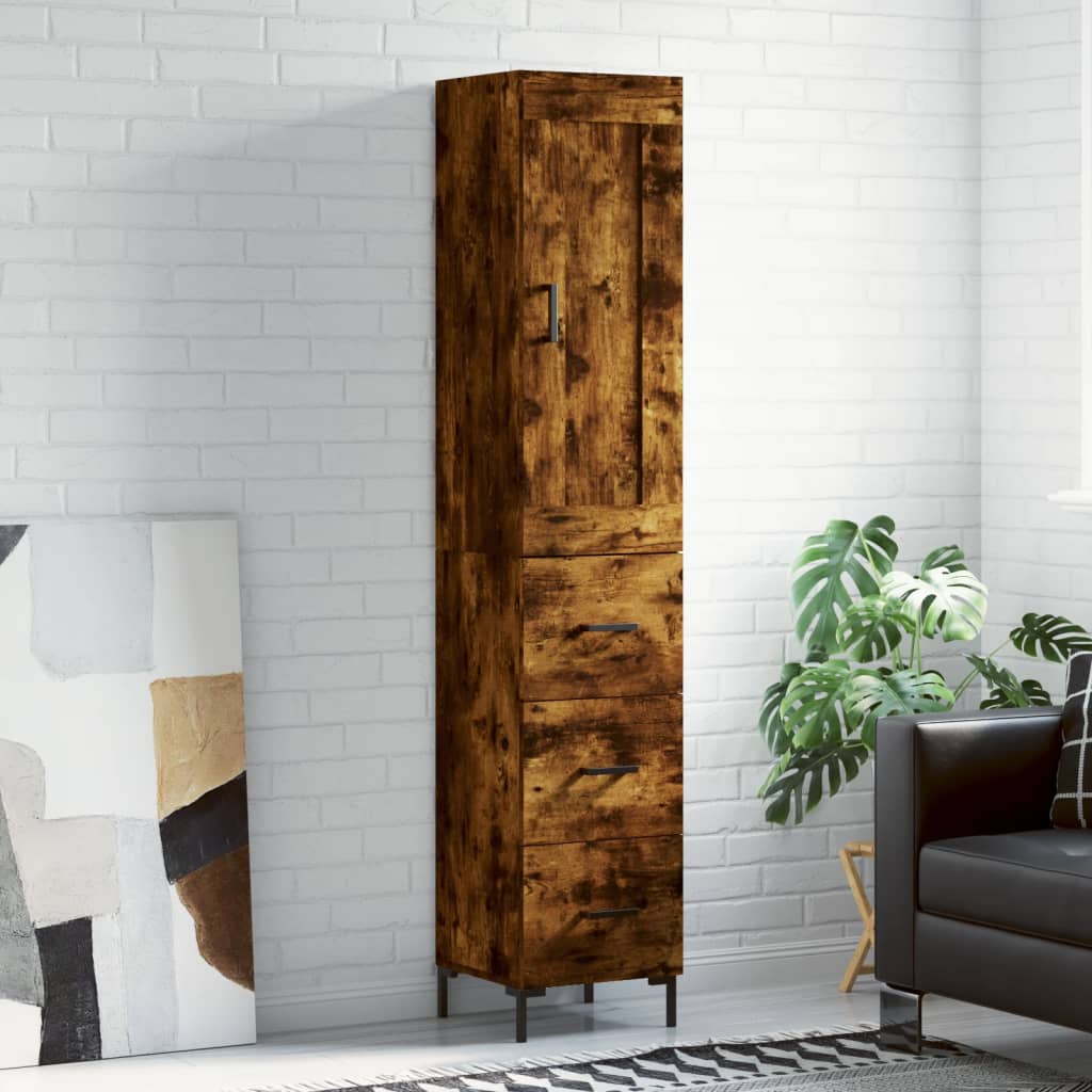 Highboard Smoked Oak 34,5x34x180 cm Engineered Wood