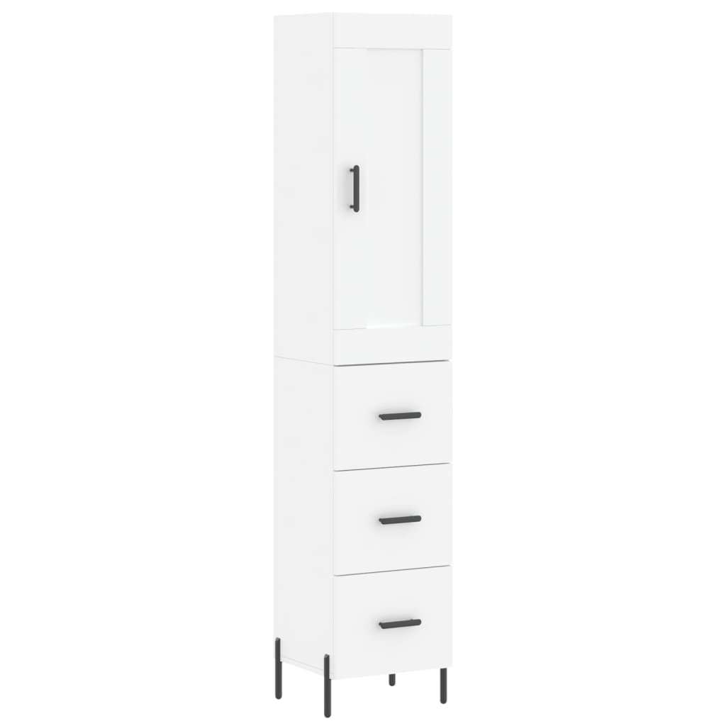 Highboard White 34.5x34x180 cm Engineered Wood