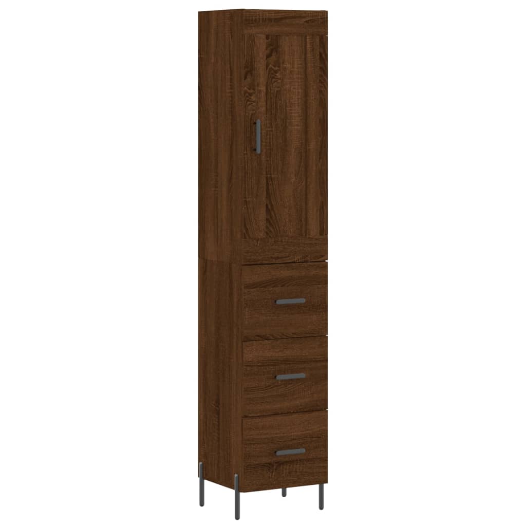 vidaXL Highboard Brown Oak 34.5x34x180 cm Engineered Wood