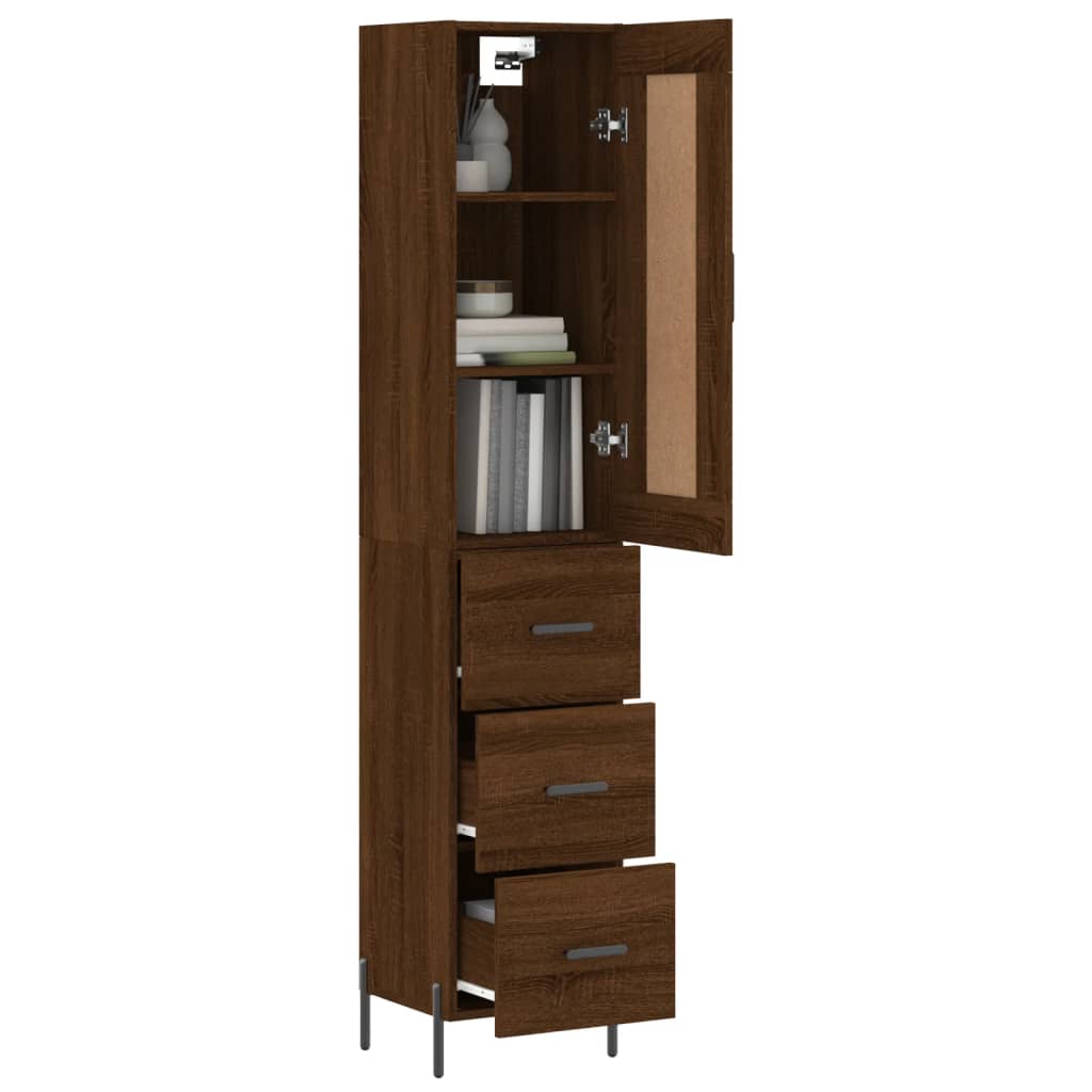 vidaXL Highboard Brown Oak 34.5x34x180 cm Engineered Wood