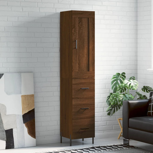 vidaXL Highboard Brown Oak 34.5x34x180 cm Engineered Wood