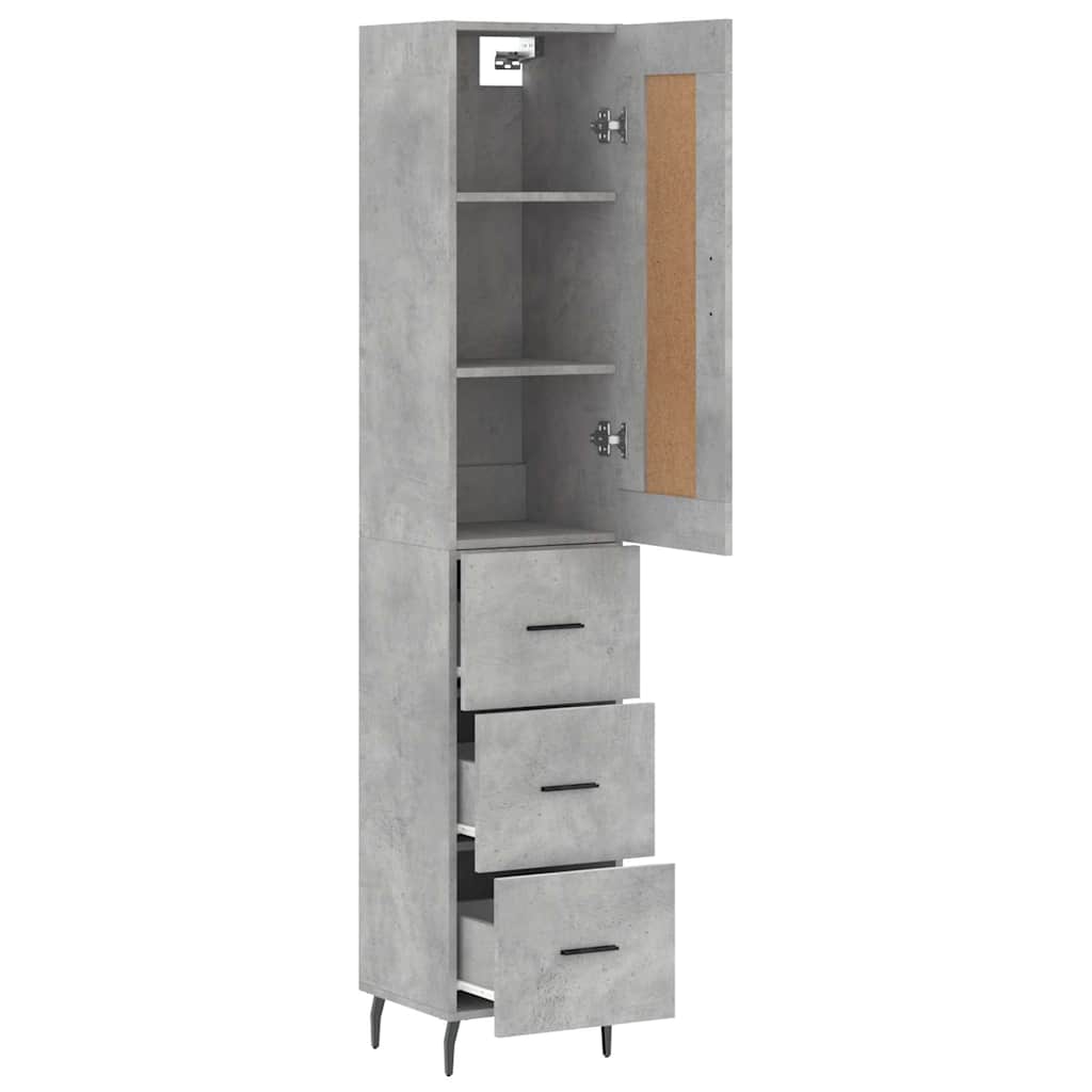 Highboard Concrete Grey 34.5x34x180 cm Engineered Wood