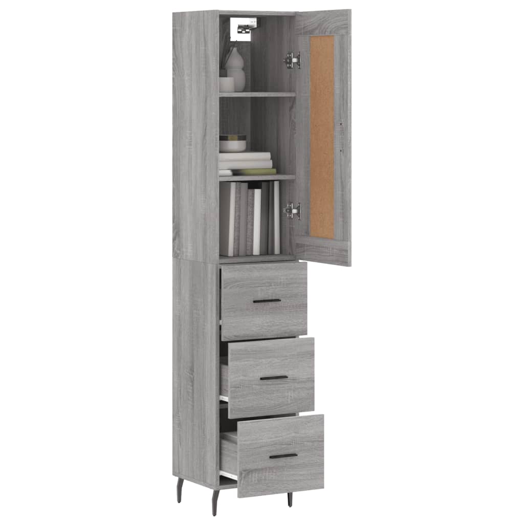 Highboard Grey Sonoma 34,5x34x180 cm Engineered Wood