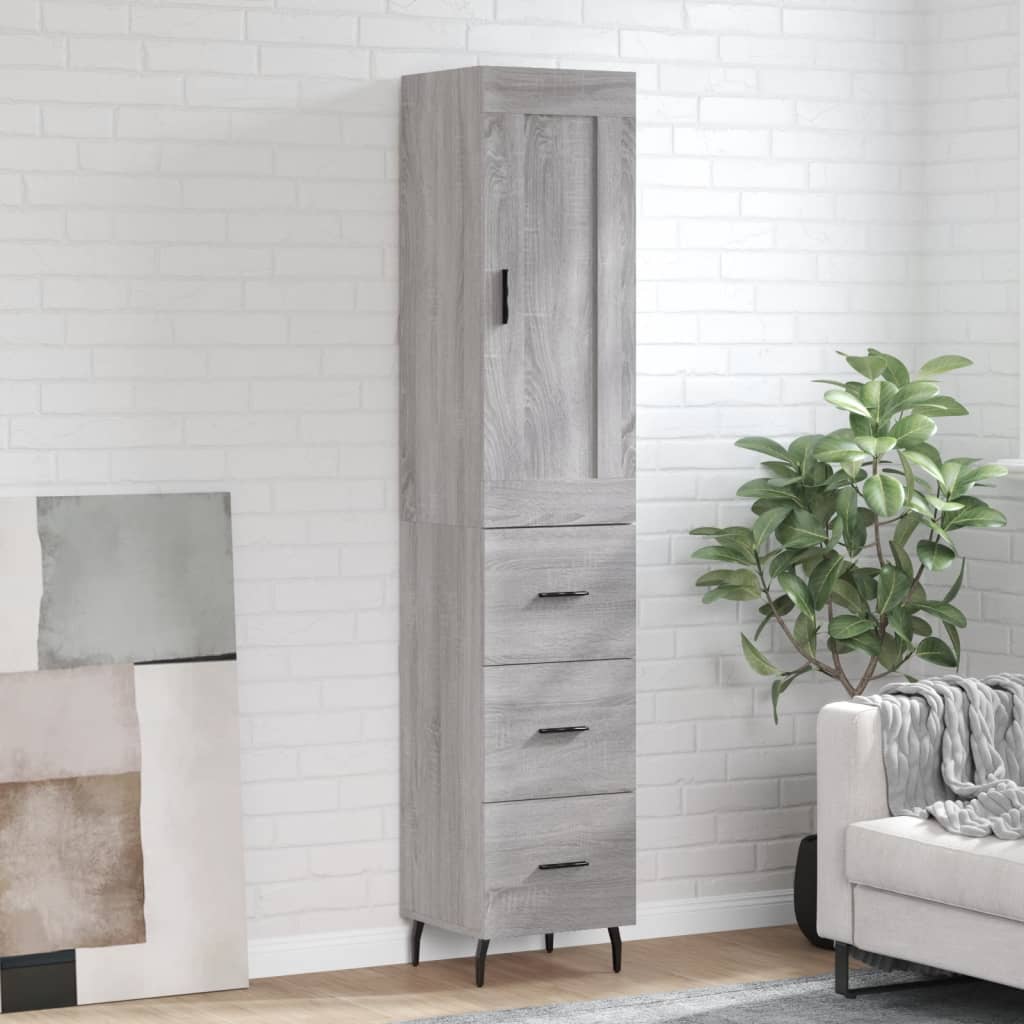 Highboard Grey Sonoma 34,5x34x180 cm Engineered Wood