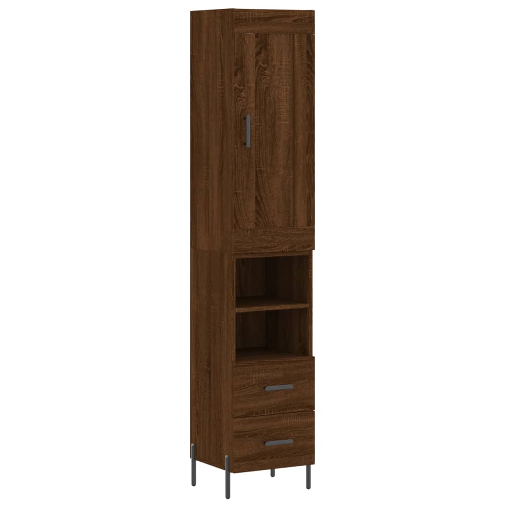 vidaXL Highboard Brown Oak 34.5x34x180 cm Engineered Wood