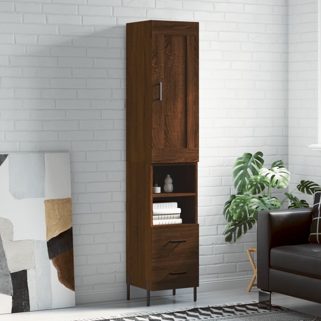 vidaXL Highboard Brown Oak 34.5x34x180 cm Engineered Wood