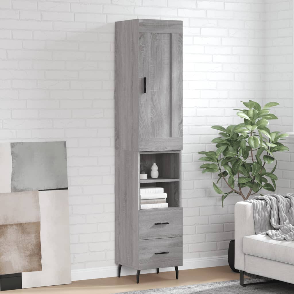 Highboard Grey Sonoma 34,5x34x180 cm Engineered Wood
