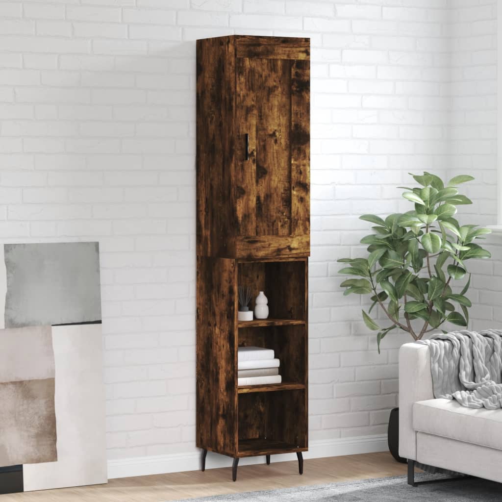 Highboard Smoked Oak 34,5x34x180 cm Engineered Wood