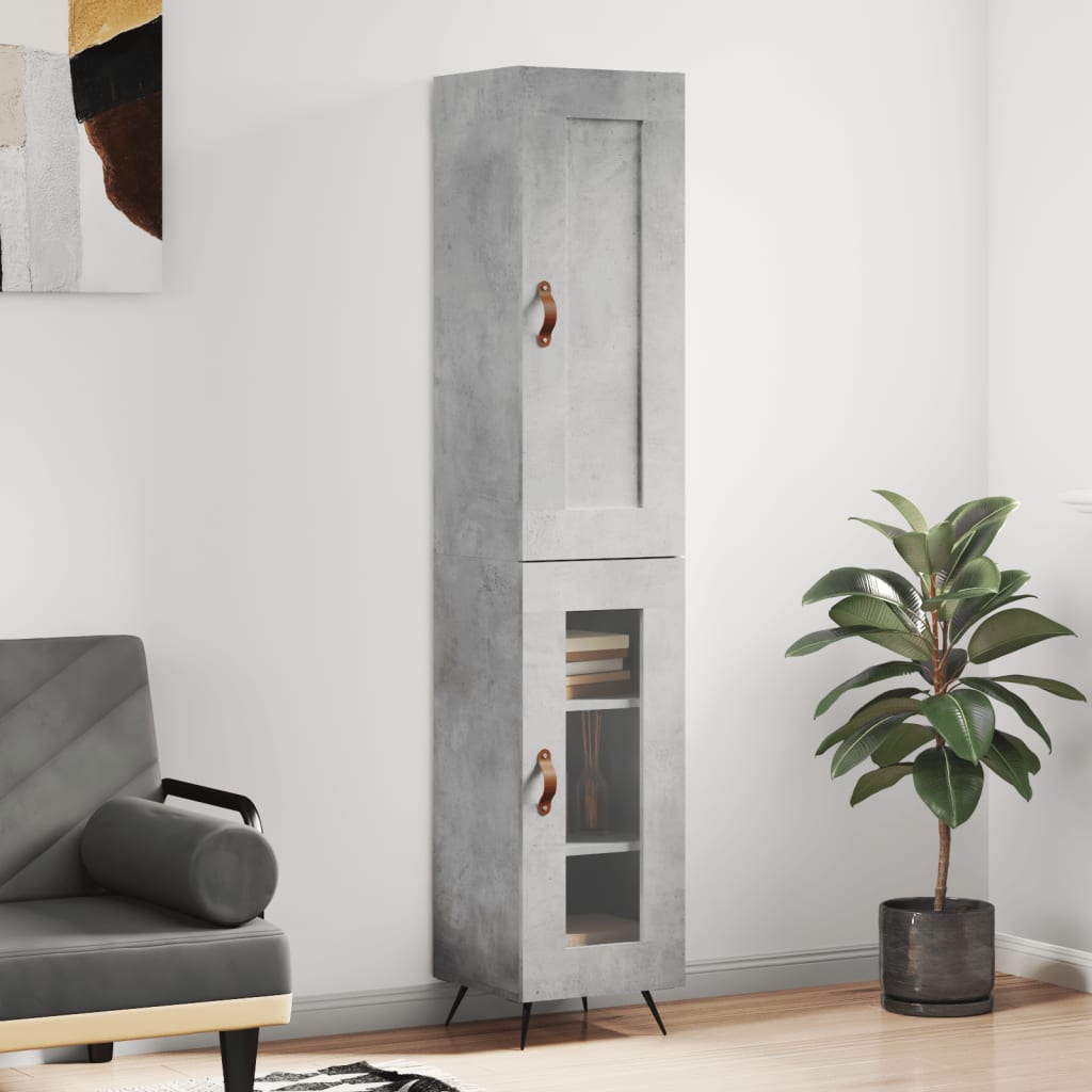Highboard Concrete Grey 34.5x34x180 cm Engineered Wood