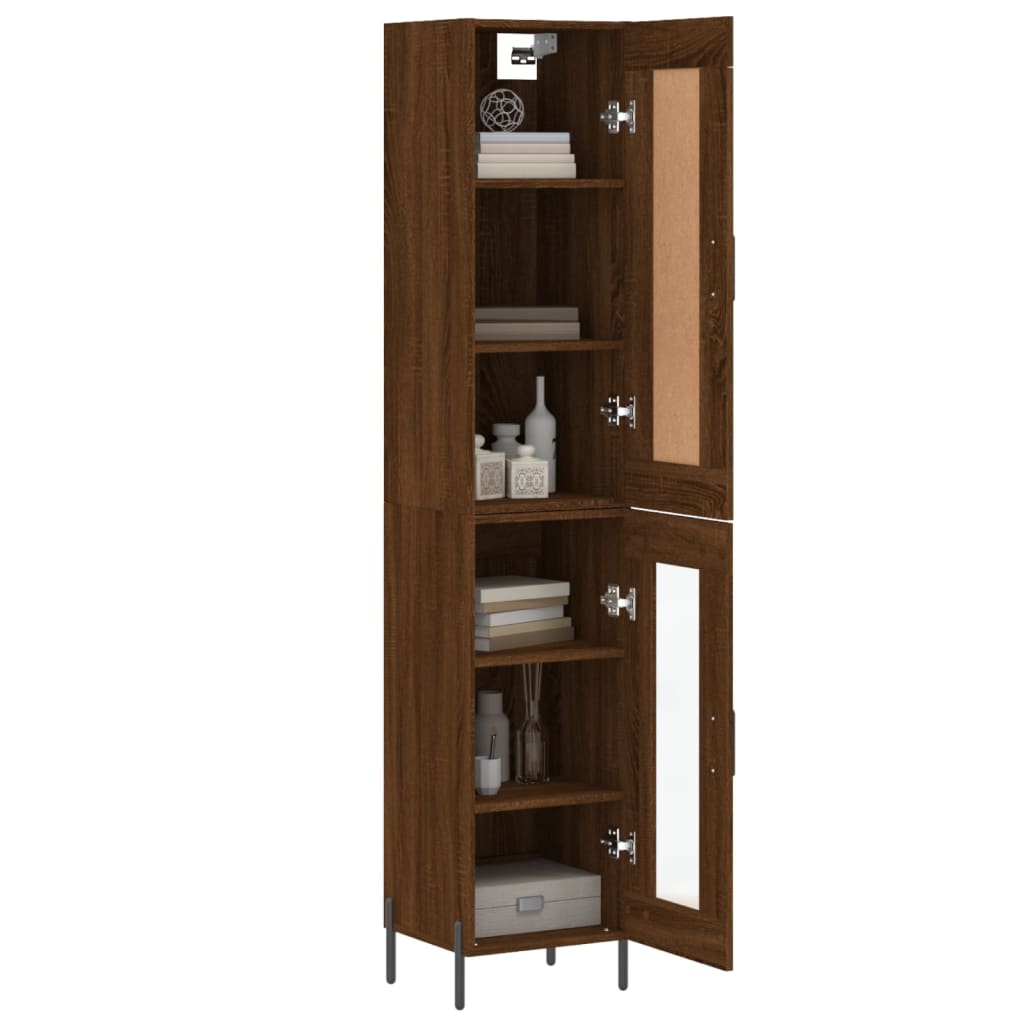 vidaXL Highboard Brown Oak 34.5x34x180 cm Engineered Wood