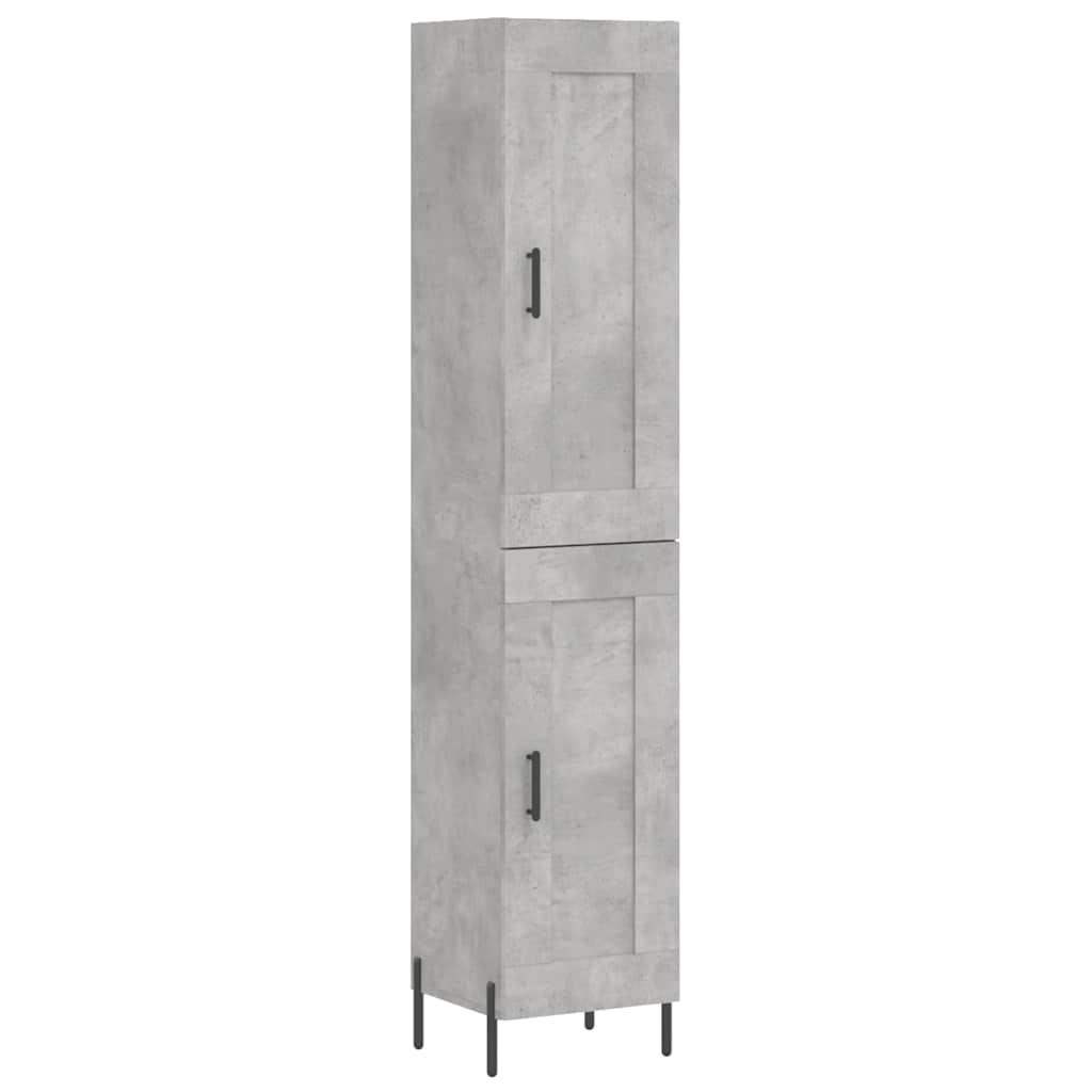 Highboard Concrete Grey 34.5x34x180 cm Engineered Wood