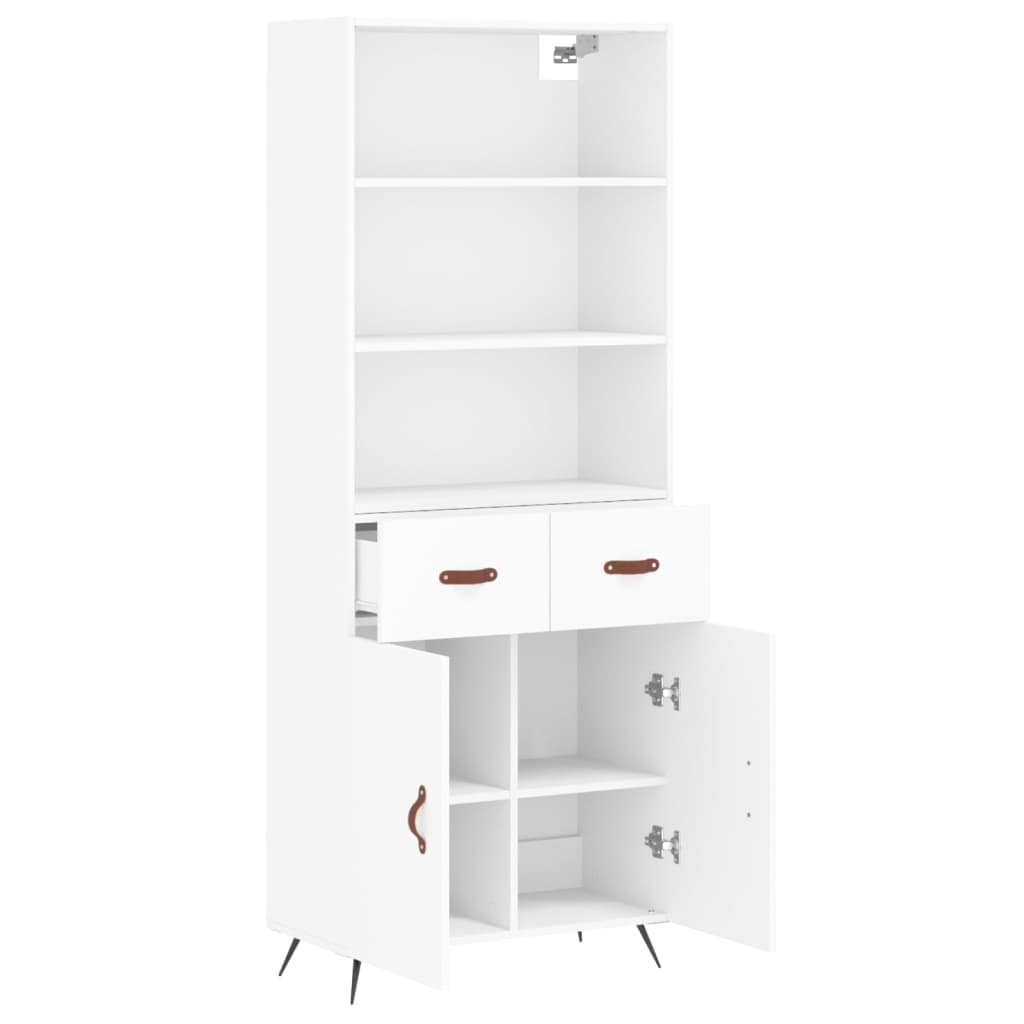 Highboard White 69,5x34x180 cm Engineered Wood