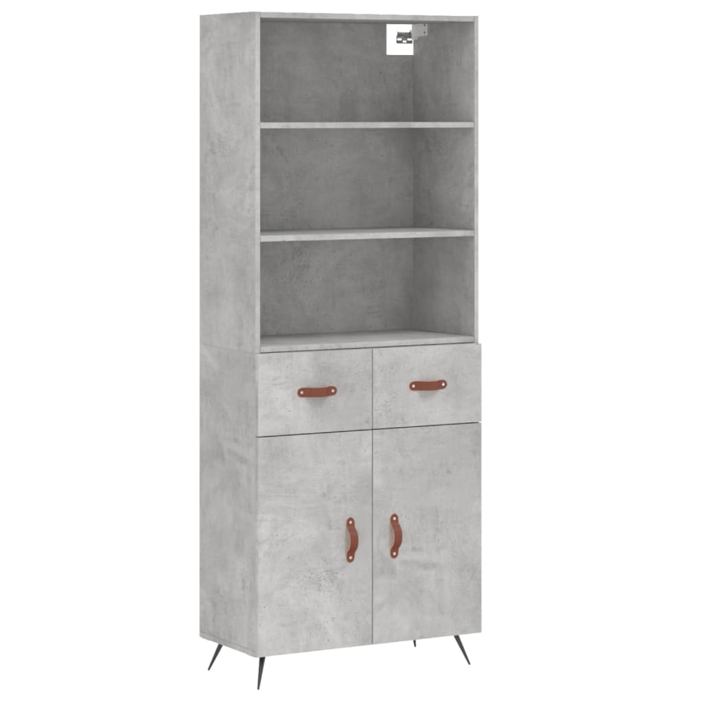 Highboard Concrete Grey 69,5x34x180 cm Engineered Wood