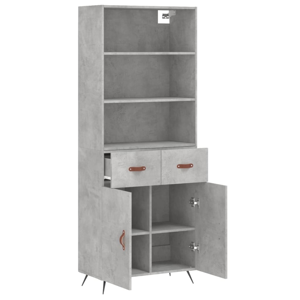 Highboard Concrete Grey 69,5x34x180 cm Engineered Wood