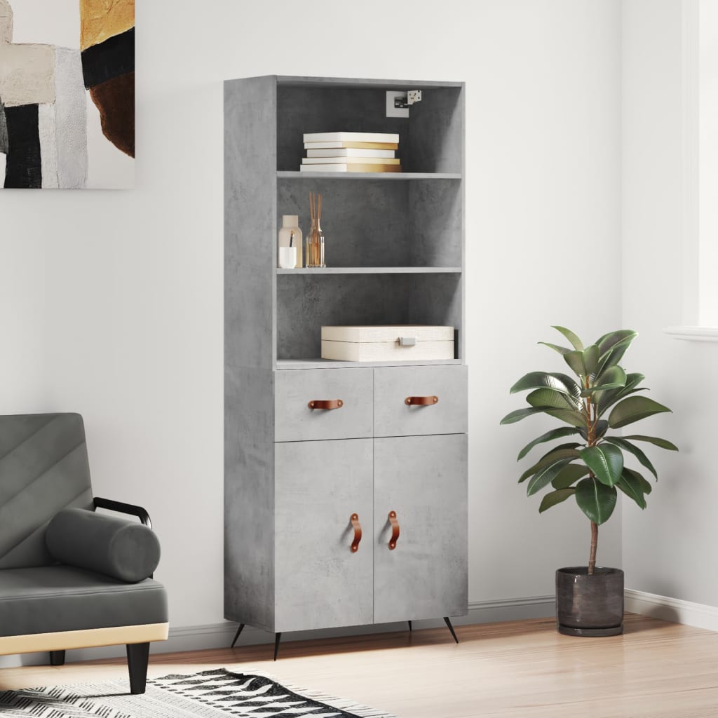 Highboard Concrete Grey 69,5x34x180 cm Engineered Wood