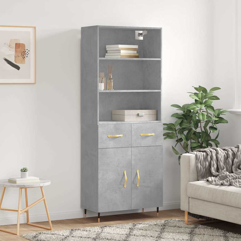 Highboard Concrete Grey 69,5x34x180 cm Engineered Wood